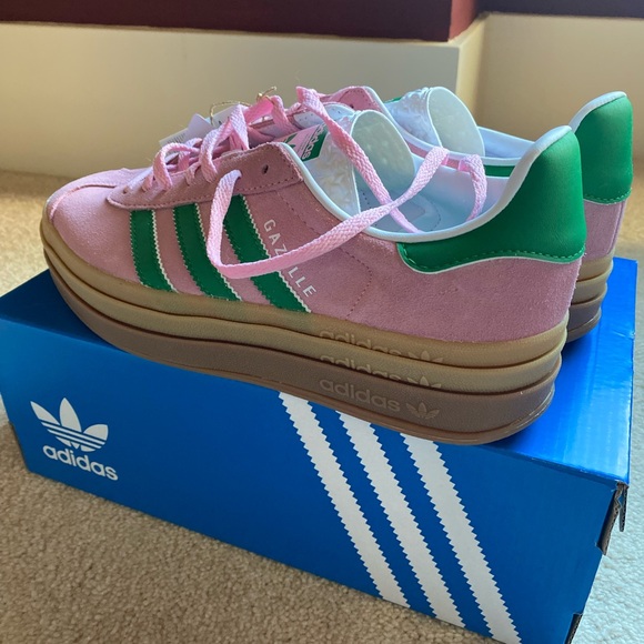 SOLD! Adidas Women's Gazelle Bold Platform Sneakers True Pink Green - Size 8.5 - Picture 3 of 13